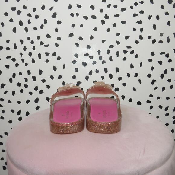 Kate Spade Pink Glitter Splash Jelly Flower Embellished Slide Sandals - Picture 5 of 8
